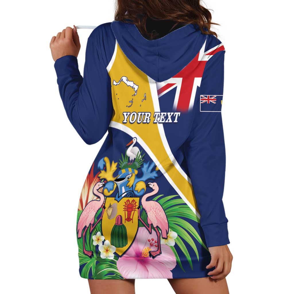 Personalised Turks And Caicos Islands Hoodie Dress Coat Of Arms Tropical Flower - Wonder Print Shop