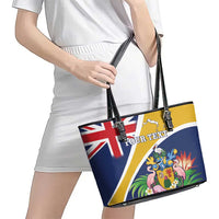 Personalised Turks And Caicos Islands Leather Tote Bag Coat Of Arms Tropical Flower - Wonder Print Shop