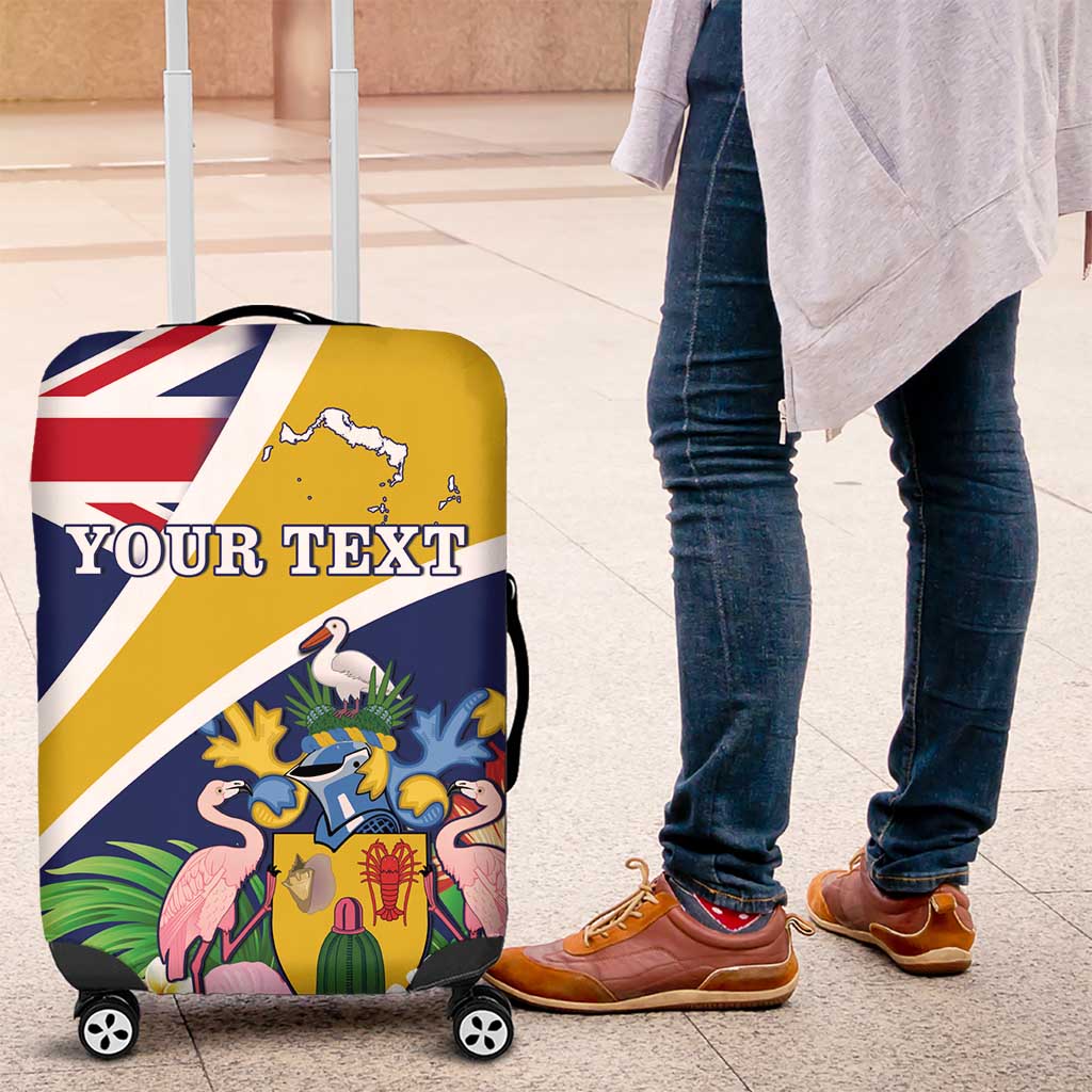 Personalised Turks And Caicos Islands Luggage Cover Coat Of Arms Tropical Flower - Wonder Print Shop
