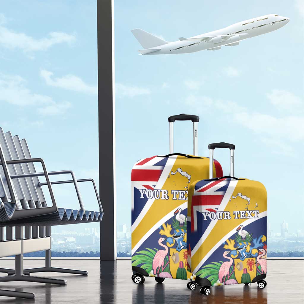 Personalised Turks And Caicos Islands Luggage Cover Coat Of Arms Tropical Flower - Wonder Print Shop