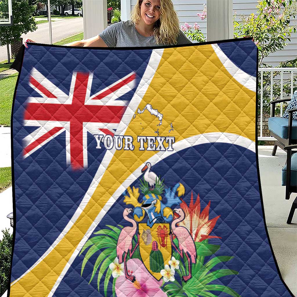 Personalised Turks And Caicos Islands Quilt Coat Of Arms Tropical Flower - Wonder Print Shop