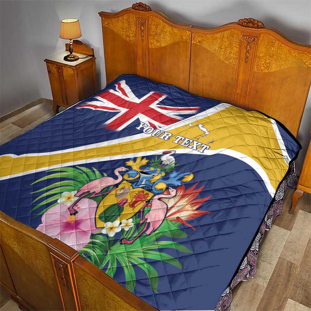 Personalised Turks And Caicos Islands Quilt Coat Of Arms Tropical Flower - Wonder Print Shop
