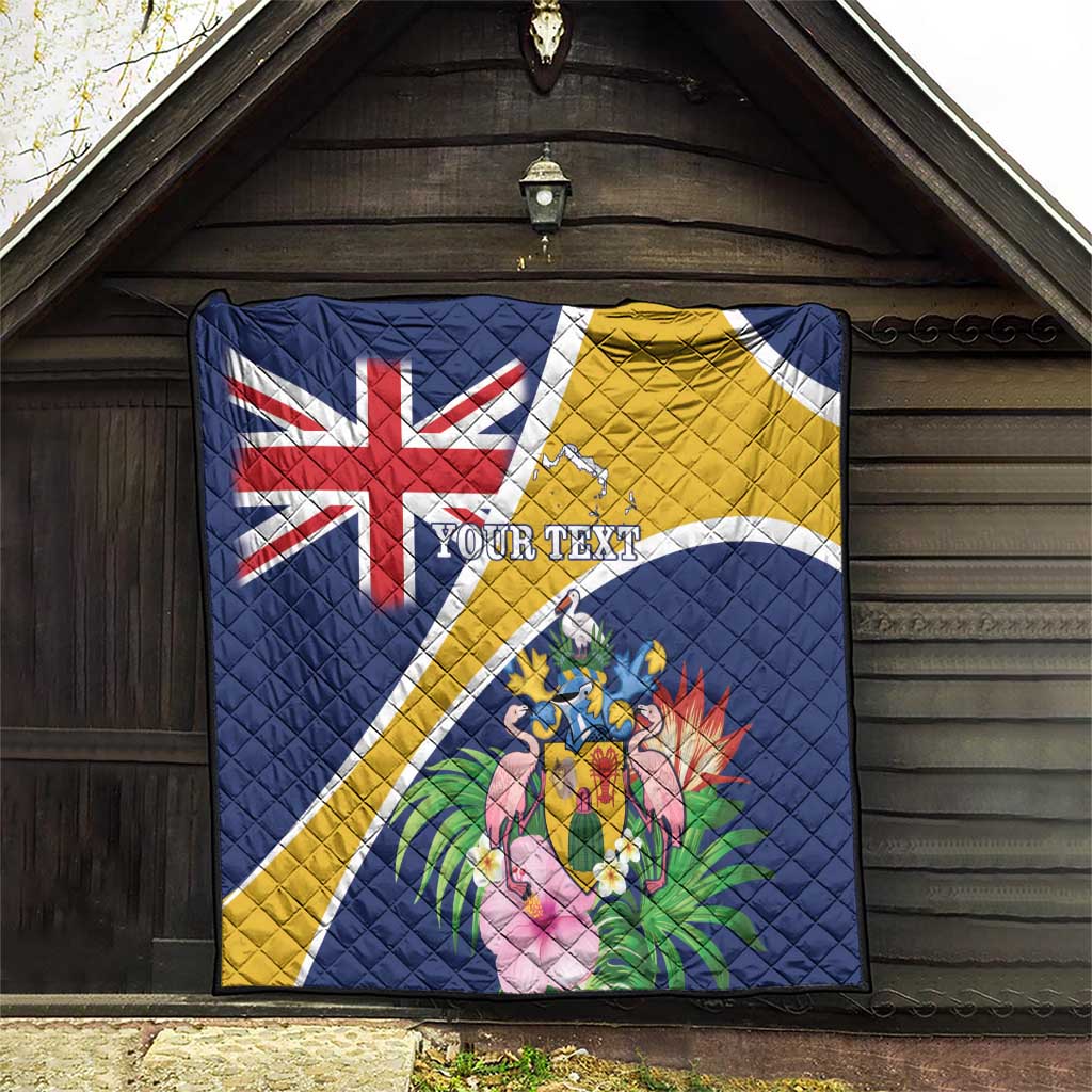 Personalised Turks And Caicos Islands Quilt Coat Of Arms Tropical Flower - Wonder Print Shop