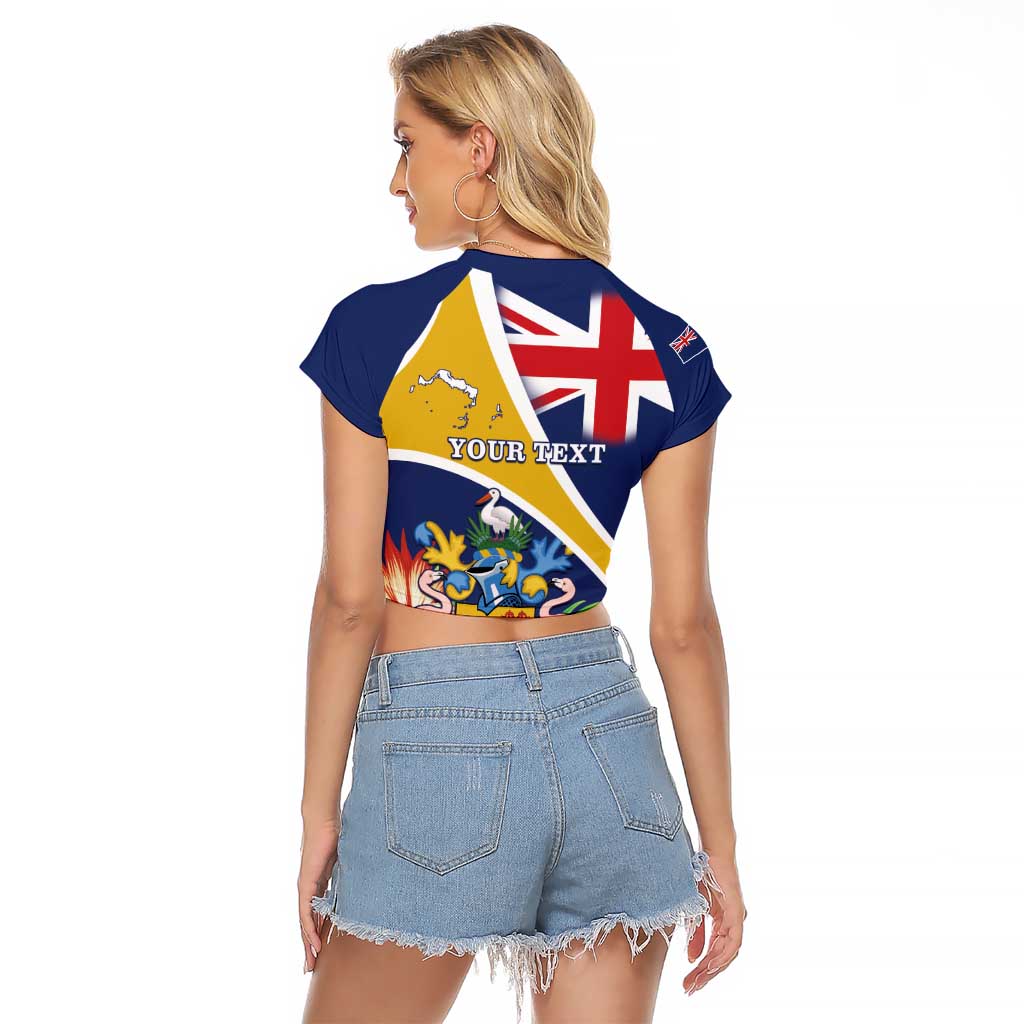 Personalised Turks And Caicos Islands Raglan Cropped T Shirt Coat Of Arms Tropical Flower - Wonder Print Shop