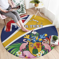 Personalised Turks And Caicos Islands Round Carpet Coat Of Arms Tropical Flower