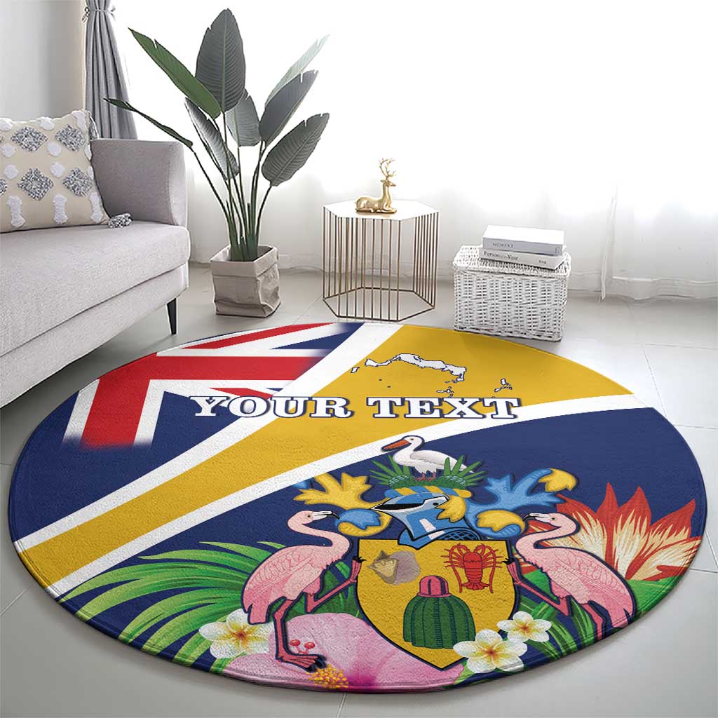 Personalised Turks And Caicos Islands Round Carpet Coat Of Arms Tropical Flower