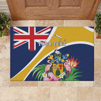 Personalised Turks And Caicos Islands Rubber Doormat Coat Of Arms Tropical Flower - Wonder Print Shop