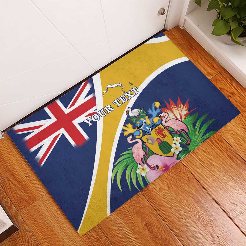 Personalised Turks And Caicos Islands Rubber Doormat Coat Of Arms Tropical Flower - Wonder Print Shop