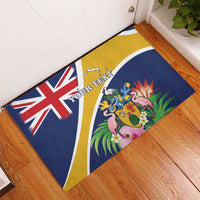 Personalised Turks And Caicos Islands Rubber Doormat Coat Of Arms Tropical Flower - Wonder Print Shop