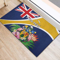 Personalised Turks And Caicos Islands Rubber Doormat Coat Of Arms Tropical Flower - Wonder Print Shop