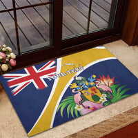 Personalised Turks And Caicos Islands Rubber Doormat Coat Of Arms Tropical Flower - Wonder Print Shop