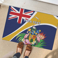 Personalised Turks And Caicos Islands Rubber Doormat Coat Of Arms Tropical Flower - Wonder Print Shop