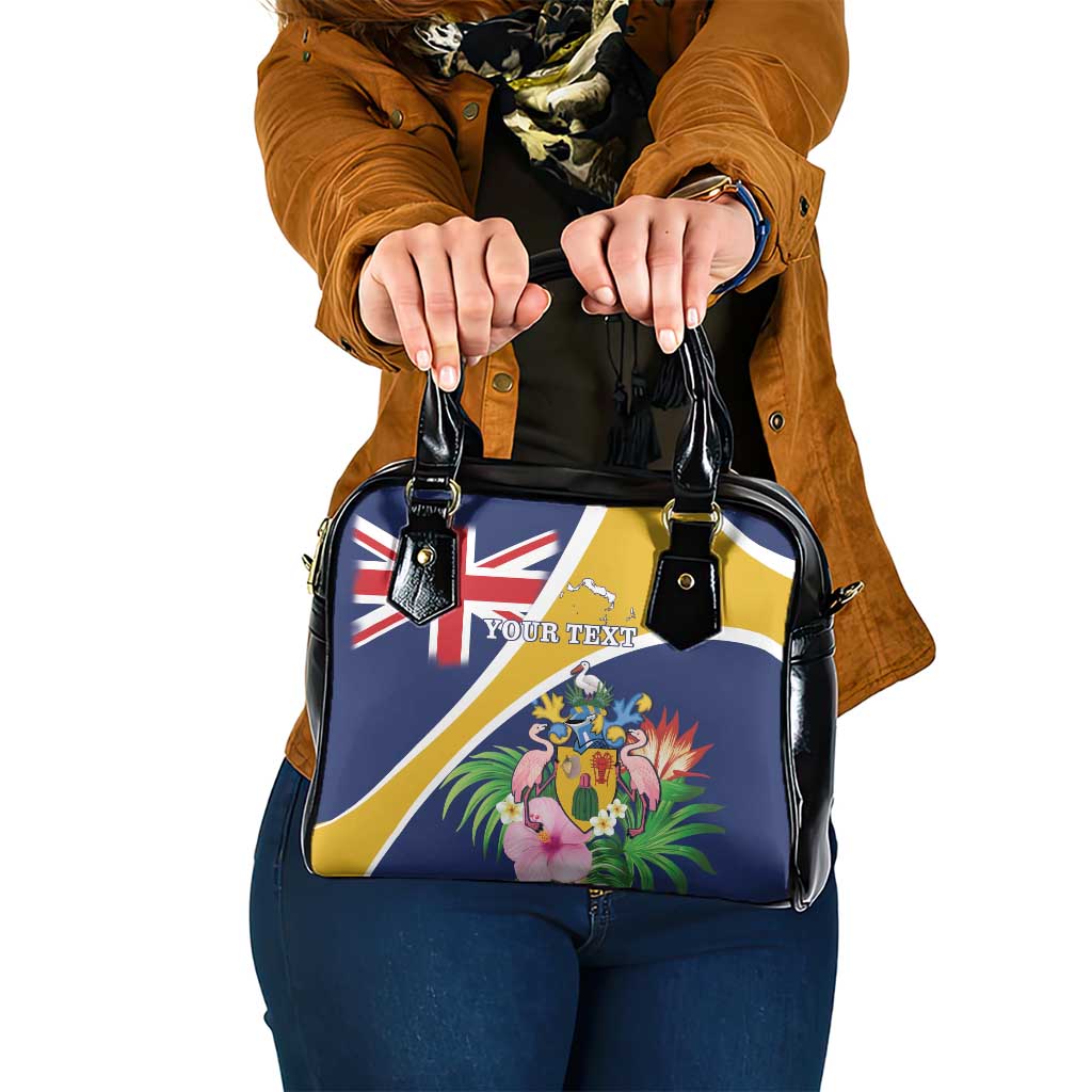 Personalised Turks And Caicos Islands Shoulder Handbag Coat Of Arms Tropical Flower