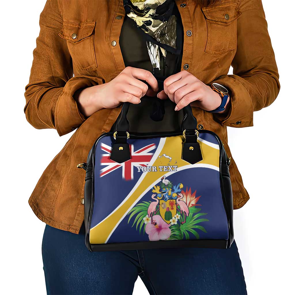 Personalised Turks And Caicos Islands Shoulder Handbag Coat Of Arms Tropical Flower