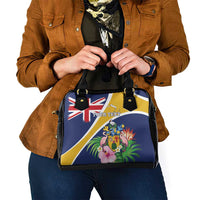 Personalised Turks And Caicos Islands Shoulder Handbag Coat Of Arms Tropical Flower