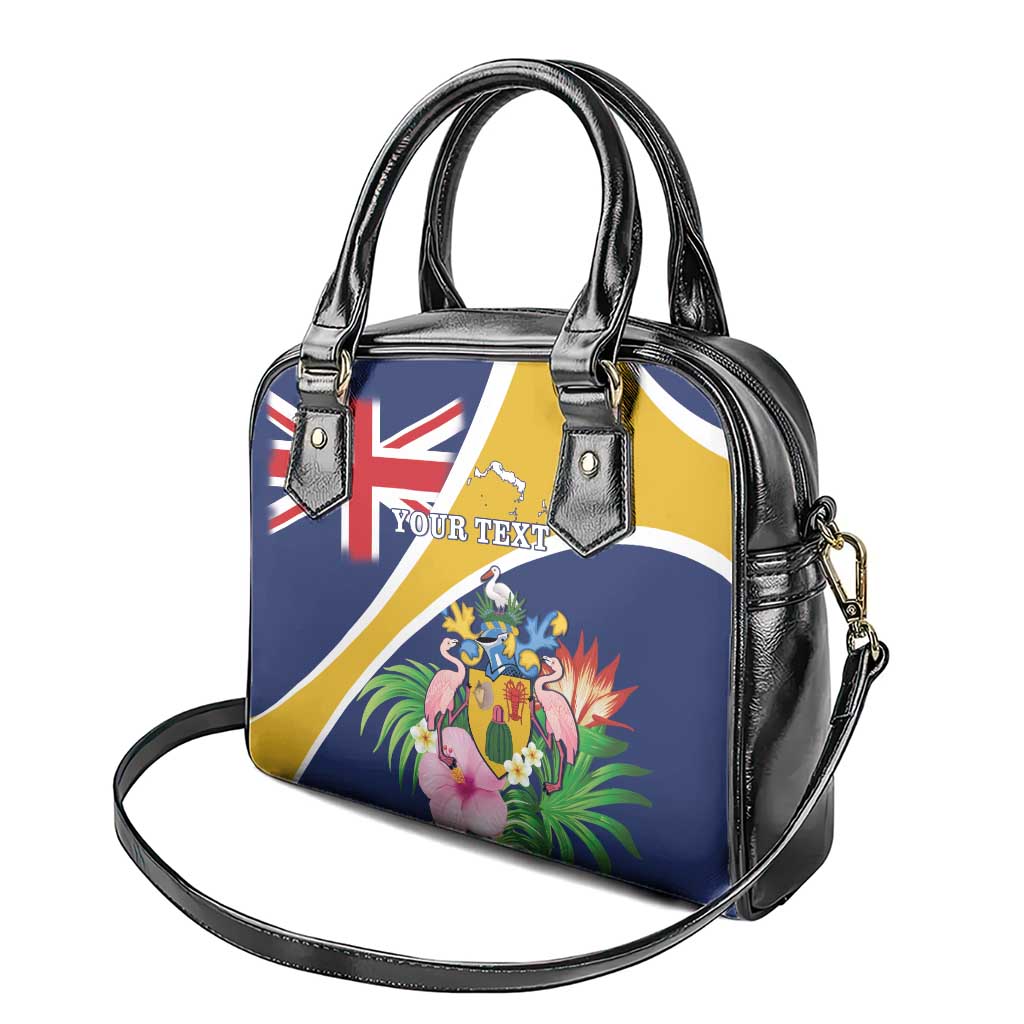 Personalised Turks And Caicos Islands Shoulder Handbag Coat Of Arms Tropical Flower
