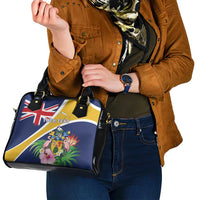 Personalised Turks And Caicos Islands Shoulder Handbag Coat Of Arms Tropical Flower