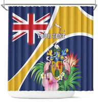 Personalised Turks And Caicos Islands Shower Curtain Coat Of Arms Tropical Flower