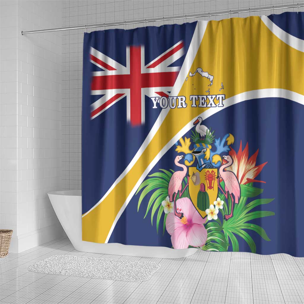 Personalised Turks And Caicos Islands Shower Curtain Coat Of Arms Tropical Flower