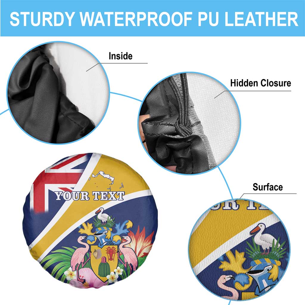 Personalised Turks And Caicos Islands Spare Tire Cover Coat Of Arms Tropical Flower - Wonder Print Shop