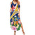 Personalised Turks And Caicos Islands Summer Maxi Dress Coat Of Arms Tropical Flower - Wonder Print Shop