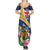 Personalised Turks And Caicos Islands Summer Maxi Dress Coat Of Arms Tropical Flower - Wonder Print Shop