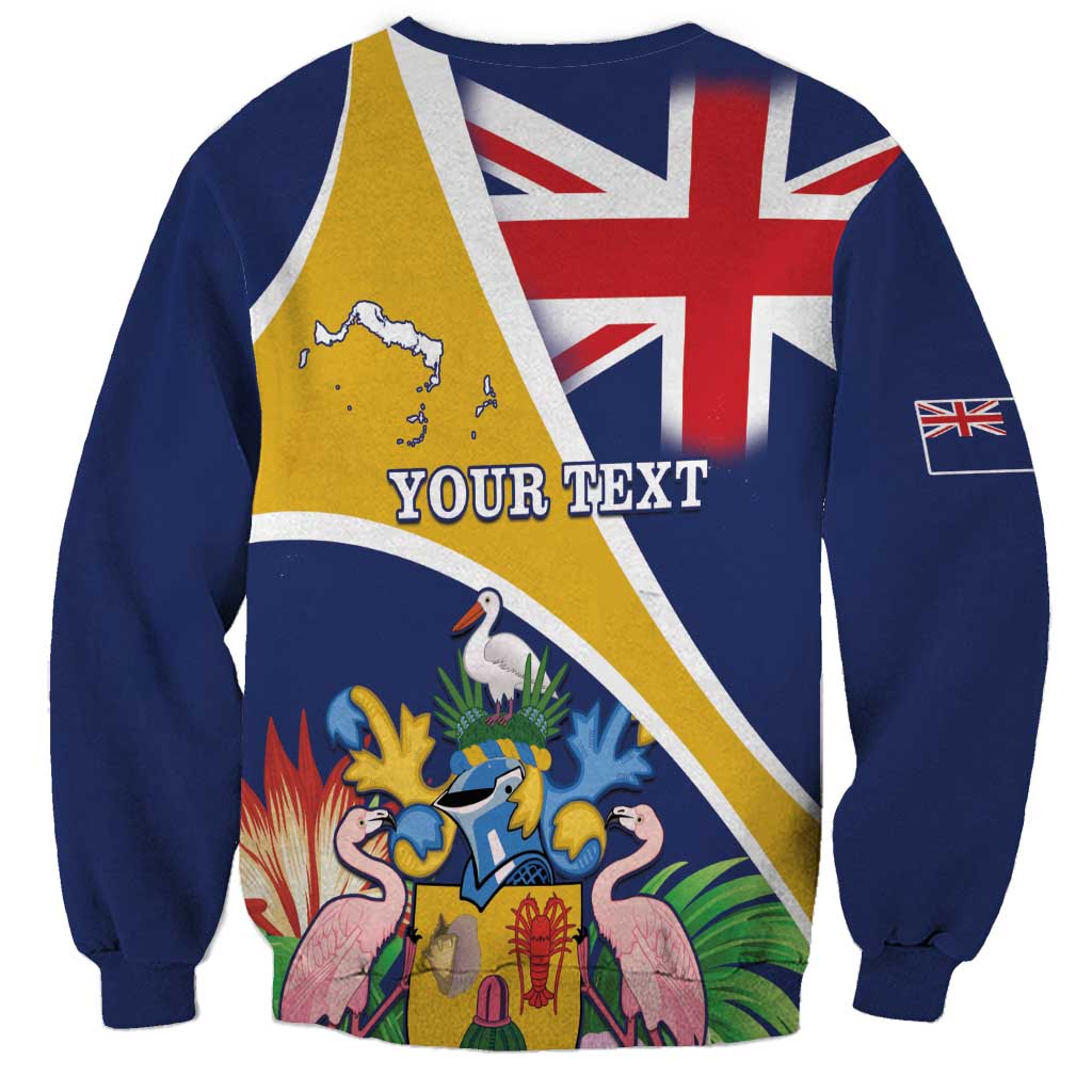 Personalised Turks And Caicos Islands Sweatshirt Coat Of Arms Tropical Flower - Wonder Print Shop