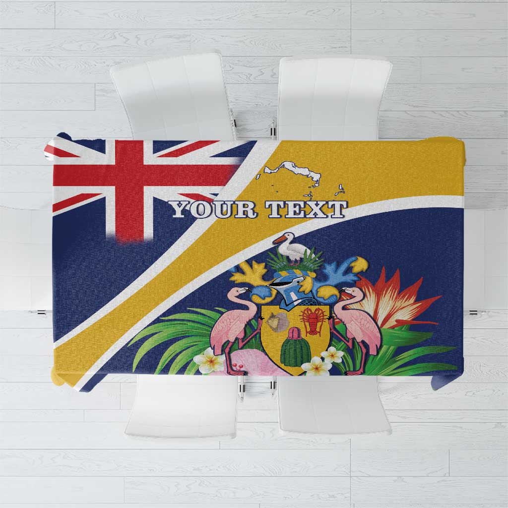 Personalised Turks And Caicos Islands Tablecloth Coat Of Arms Tropical Flower - Wonder Print Shop