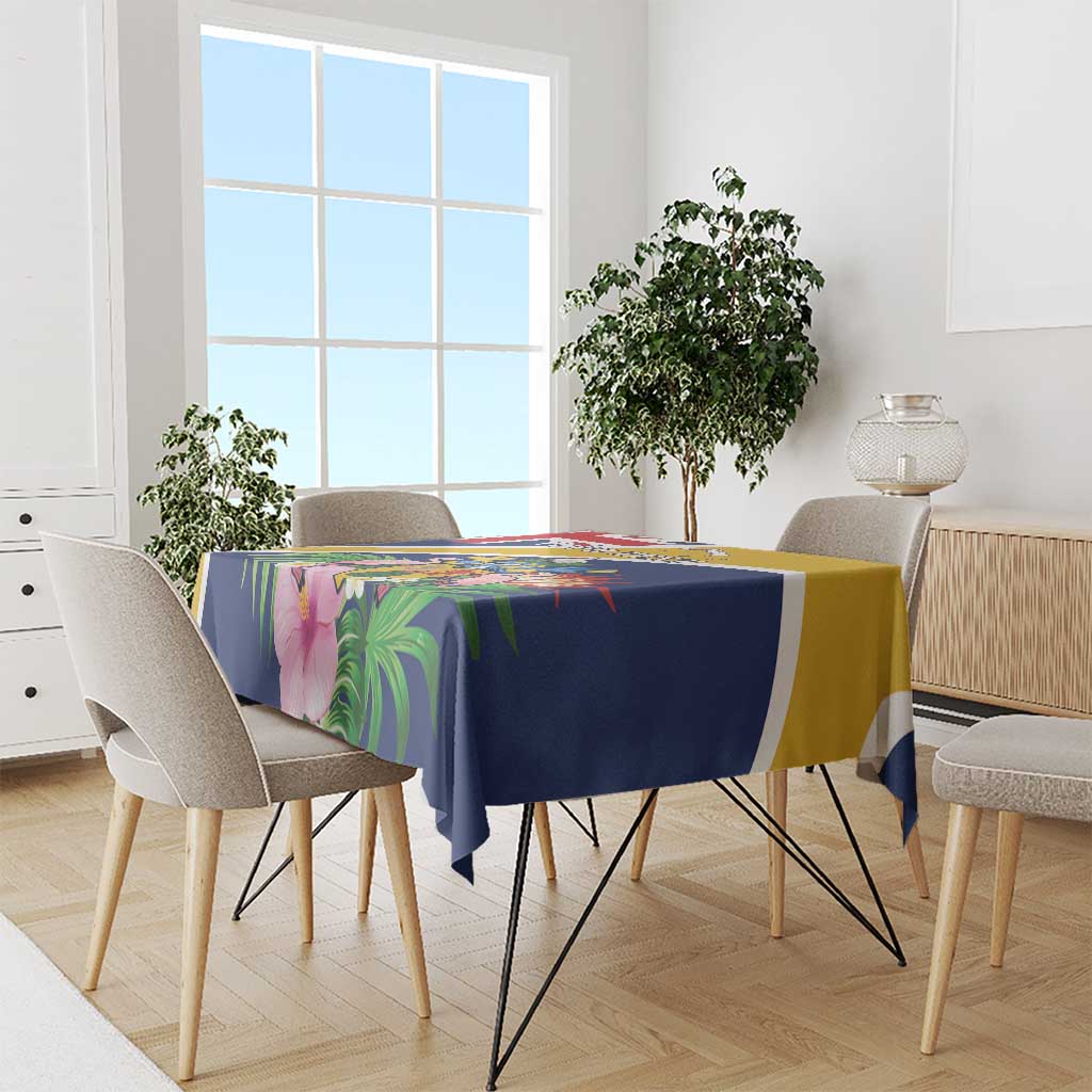 Personalised Turks And Caicos Islands Tablecloth Coat Of Arms Tropical Flower - Wonder Print Shop