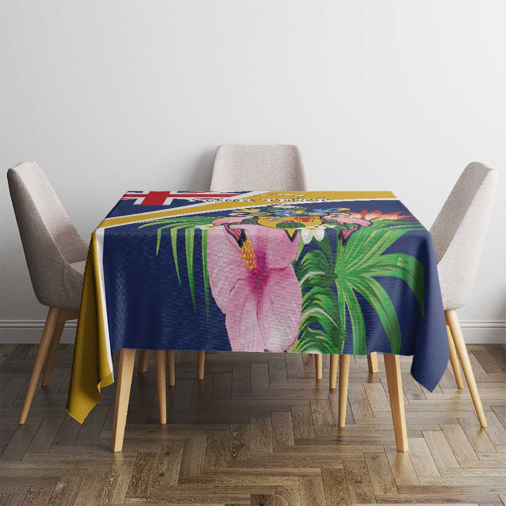 Personalised Turks And Caicos Islands Tablecloth Coat Of Arms Tropical Flower - Wonder Print Shop