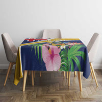 Personalised Turks And Caicos Islands Tablecloth Coat Of Arms Tropical Flower - Wonder Print Shop
