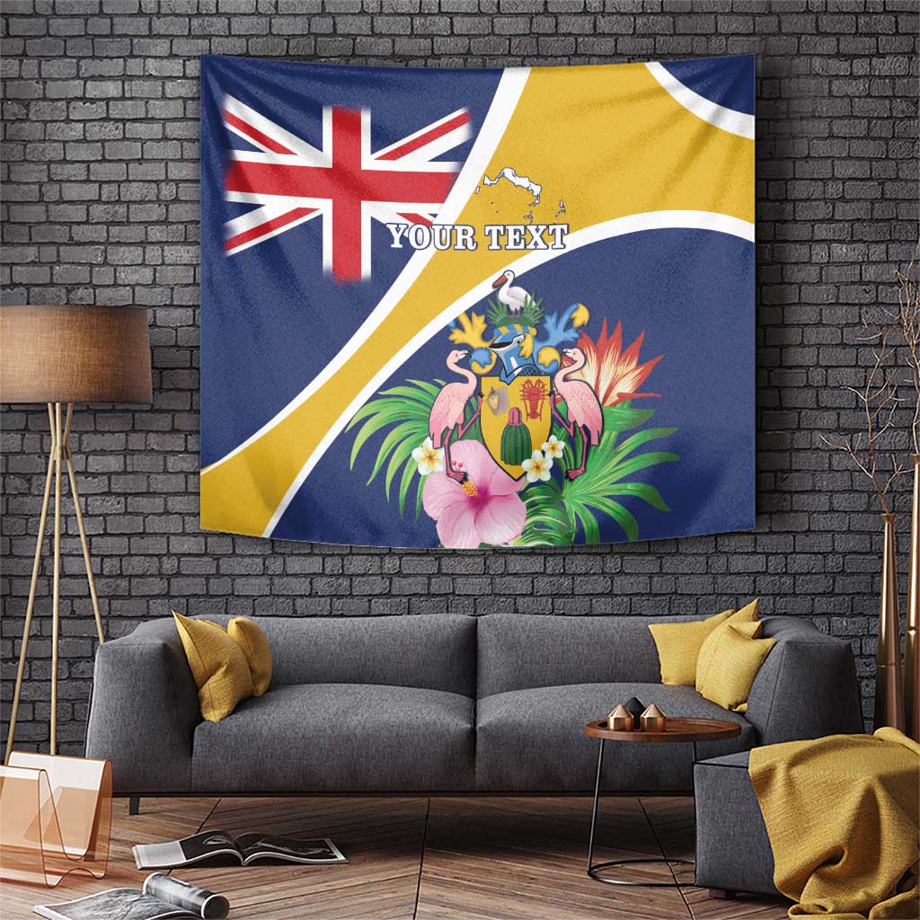 Personalised Turks And Caicos Islands Tapestry Coat Of Arms Tropical Flower - Wonder Print Shop