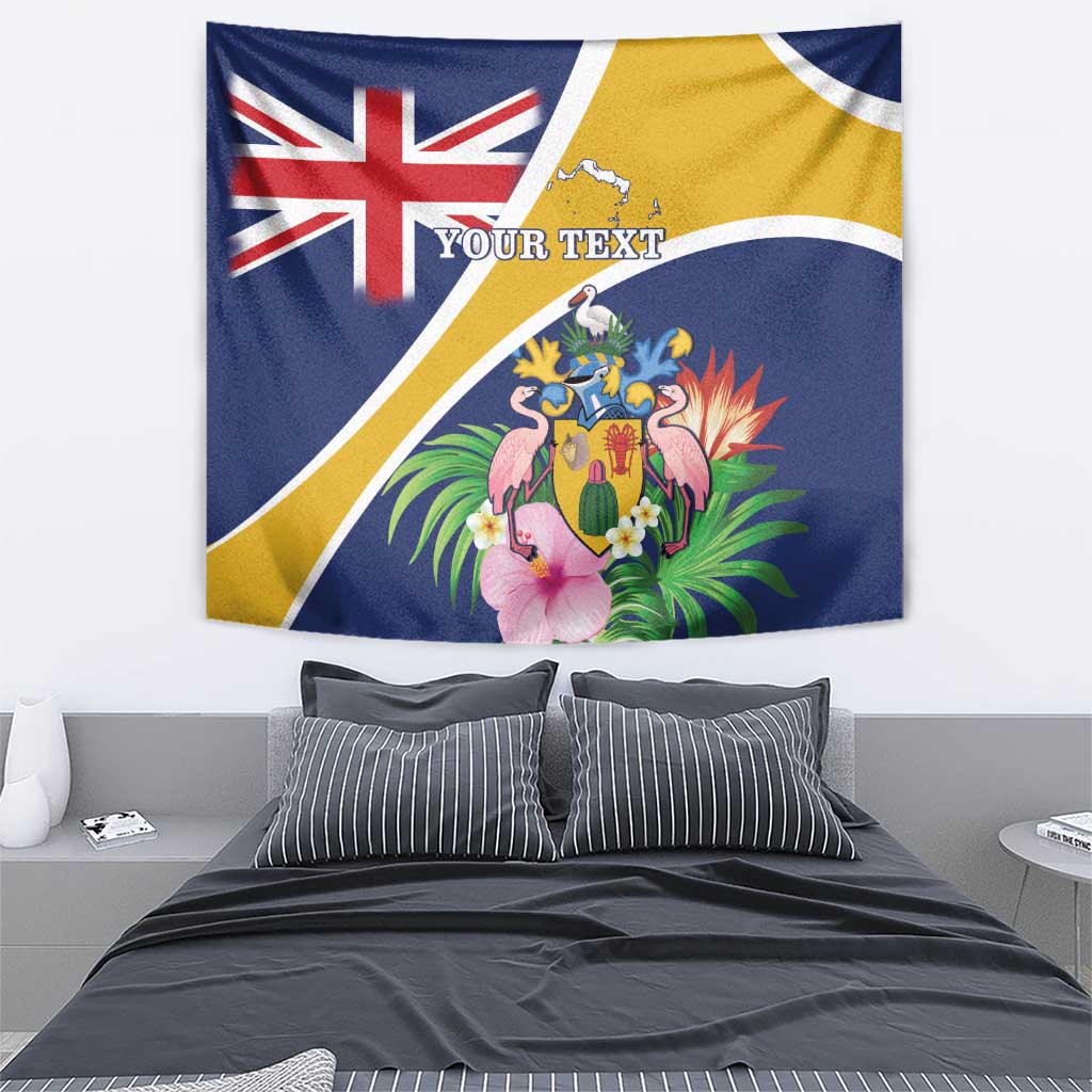Personalised Turks And Caicos Islands Tapestry Coat Of Arms Tropical Flower - Wonder Print Shop
