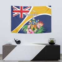 Personalised Turks And Caicos Islands Tapestry Coat Of Arms Tropical Flower - Wonder Print Shop