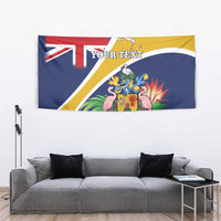 Personalised Turks And Caicos Islands Tapestry Coat Of Arms Tropical Flower - Wonder Print Shop