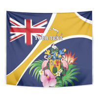 Personalised Turks And Caicos Islands Tapestry Coat Of Arms Tropical Flower - Wonder Print Shop