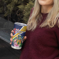 Personalised Turks And Caicos Islands Tumbler Cup Coat Of Arms Tropical Flower - Wonder Print Shop