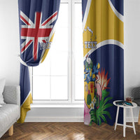 Personalised Turks And Caicos Islands Window Curtain Coat Of Arms Tropical Flower - Wonder Print Shop