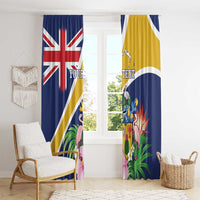Personalised Turks And Caicos Islands Window Curtain Coat Of Arms Tropical Flower - Wonder Print Shop