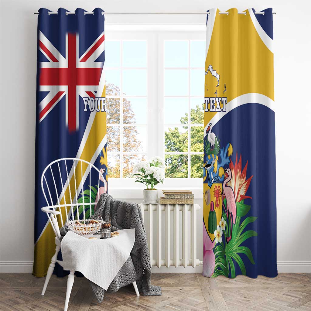 Personalised Turks And Caicos Islands Window Curtain Coat Of Arms Tropical Flower - Wonder Print Shop