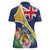 Personalised Turks And Caicos Islands Women Polo Shirt Coat Of Arms Tropical Flower - Wonder Print Shop
