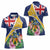 Personalised Turks And Caicos Islands Women Polo Shirt Coat Of Arms Tropical Flower - Wonder Print Shop