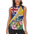 Personalised Turks And Caicos Islands Women Sleeveless Polo Shirt Coat Of Arms Tropical Flower - Wonder Print Shop