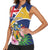 Personalised Turks And Caicos Islands Women Sleeveless Polo Shirt Coat Of Arms Tropical Flower - Wonder Print Shop