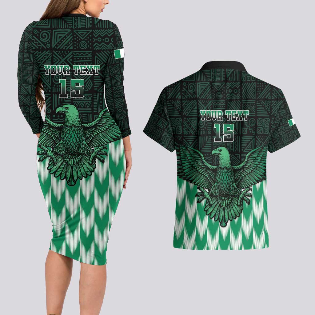 Custom Nigeria Football Couples Matching Long Sleeve Bodycon Dress and Hawaiian Shirt Go Super Eagles Sporty Style - Wonder Print Shop