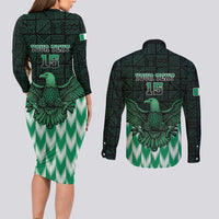 Custom Nigeria Football Couples Matching Long Sleeve Bodycon Dress and Long Sleeve Button Shirt Go Super Eagles Sporty Style - Wonder Print Shop