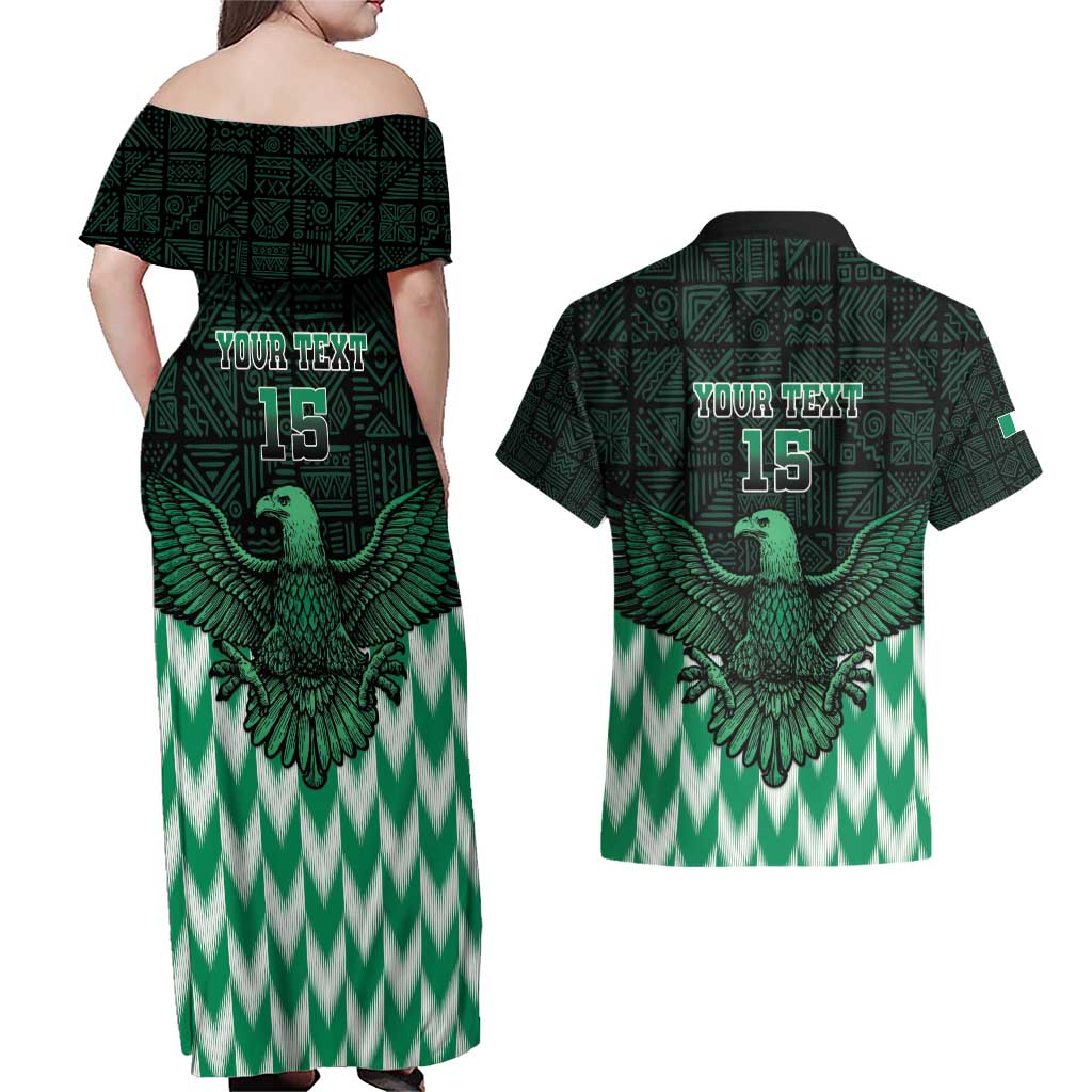 Custom Nigeria Football Couples Matching Off Shoulder Maxi Dress and Hawaiian Shirt Go Super Eagles Sporty Style - Wonder Print Shop