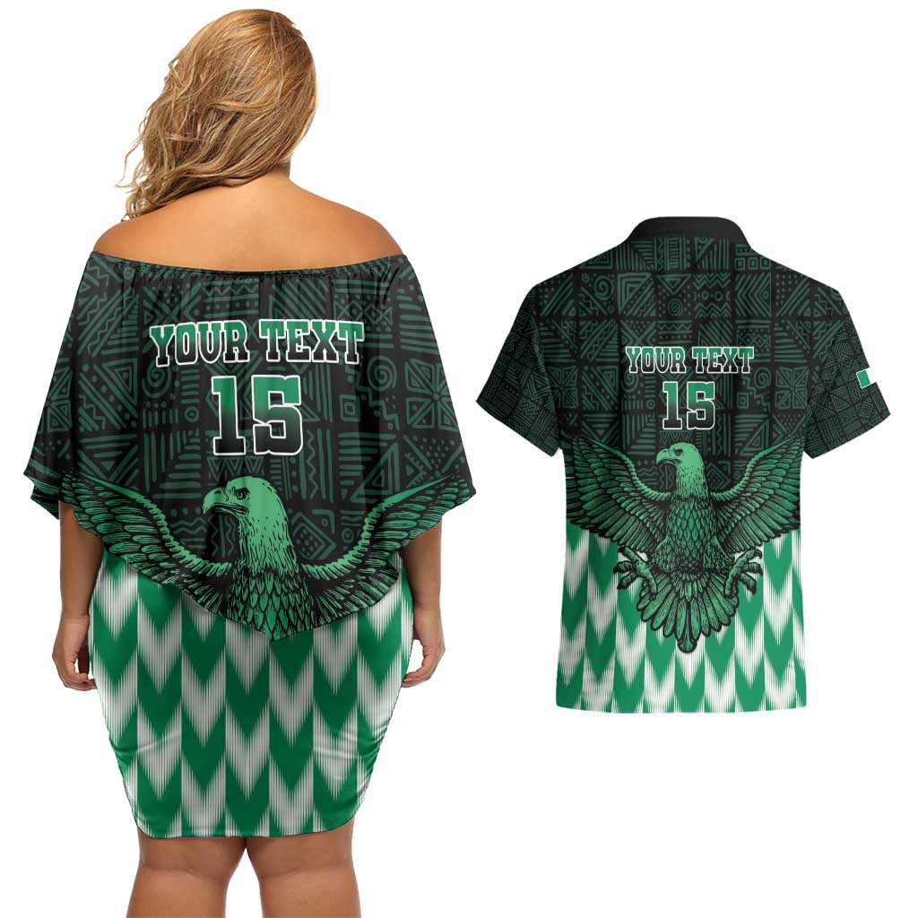 Custom Nigeria Football Couples Matching Off Shoulder Short Dress and Hawaiian Shirt Go Super Eagles Sporty Style - Wonder Print Shop