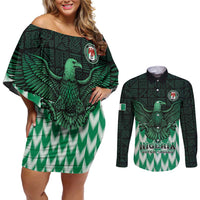 Custom Nigeria Football Couples Matching Off Shoulder Short Dress and Long Sleeve Button Shirt Go Super Eagles Sporty Style - Wonder Print Shop