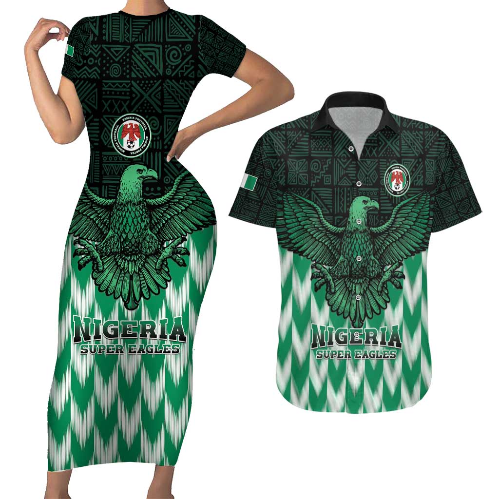 Custom Nigeria Football Couples Matching Short Sleeve Bodycon Dress and Hawaiian Shirt Go Super Eagles Sporty Style - Wonder Print Shop